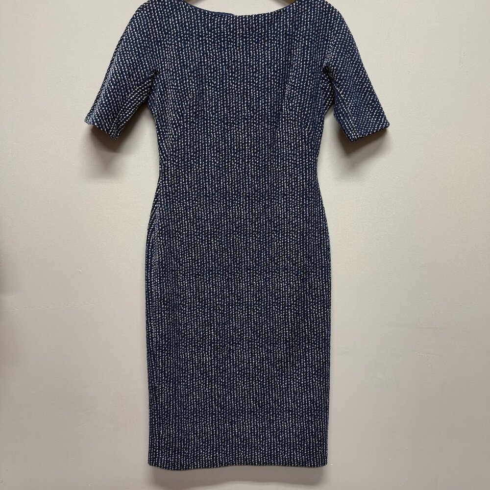 Maggy London Navy and White Textured Midi Sheath Dress